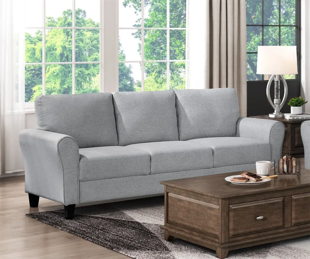 INCLAKE Modern Transitional Sofa Textured Fabric and Rounded Arms