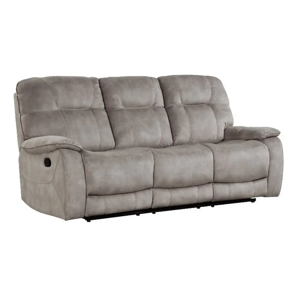 Pemberly Row Shadow Natural Polyester Triple Reclining Sofa - Spacious Seating