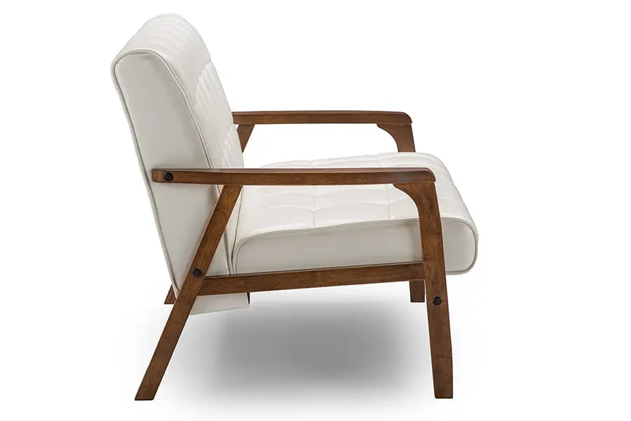 Baxton Studio Masterpieces Faux Leather Tufted Loveseat White
