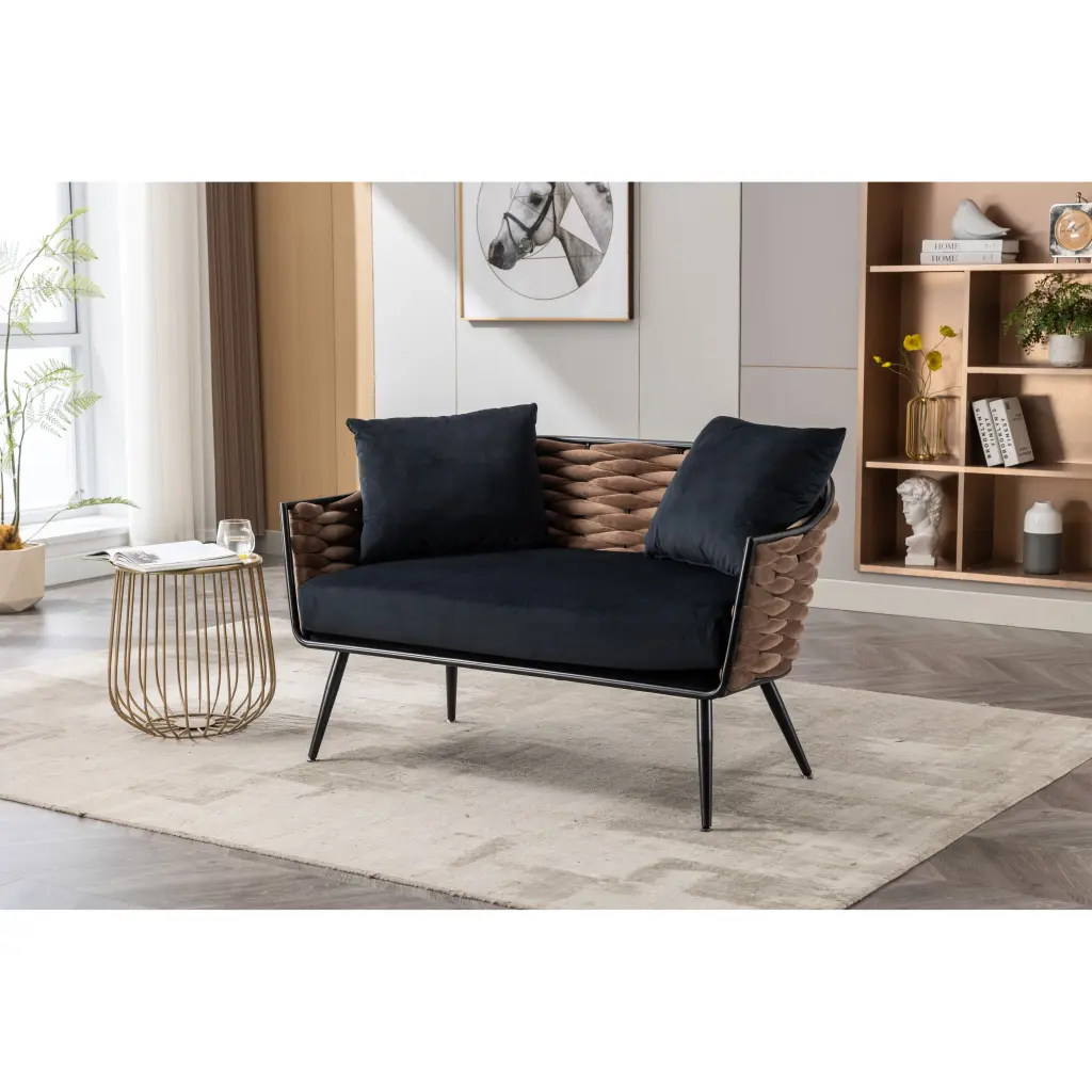 Black Elegant Velvet Tufted Loveseat Sofa Metal Frame Modern Decor Bed Bath & Beyond