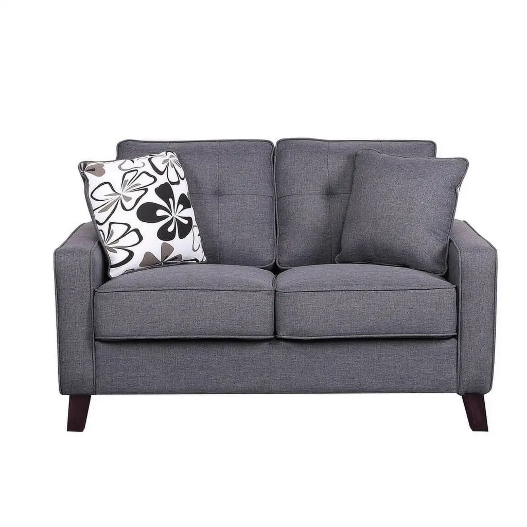 Lillana Linen Upholstered Tufted Loveseat Dark Grey Modern Living Room Bed Bath & Beyond