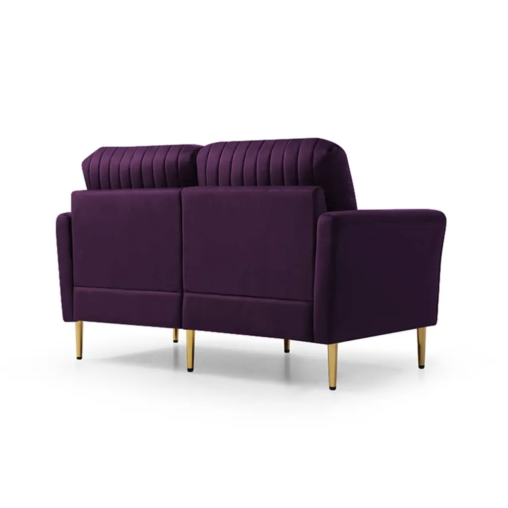 2 Seat Velvet Padded Sofa Loveseat Channel Tufted Finish and Metal Legs Bed Bath & Beyond