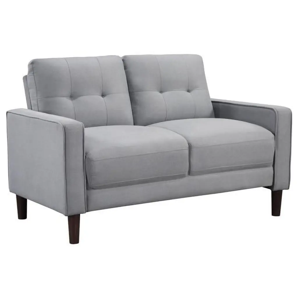 Benjara BM309143 54 Inch Bow Grid Tufted Back Loveseat Track Arms
