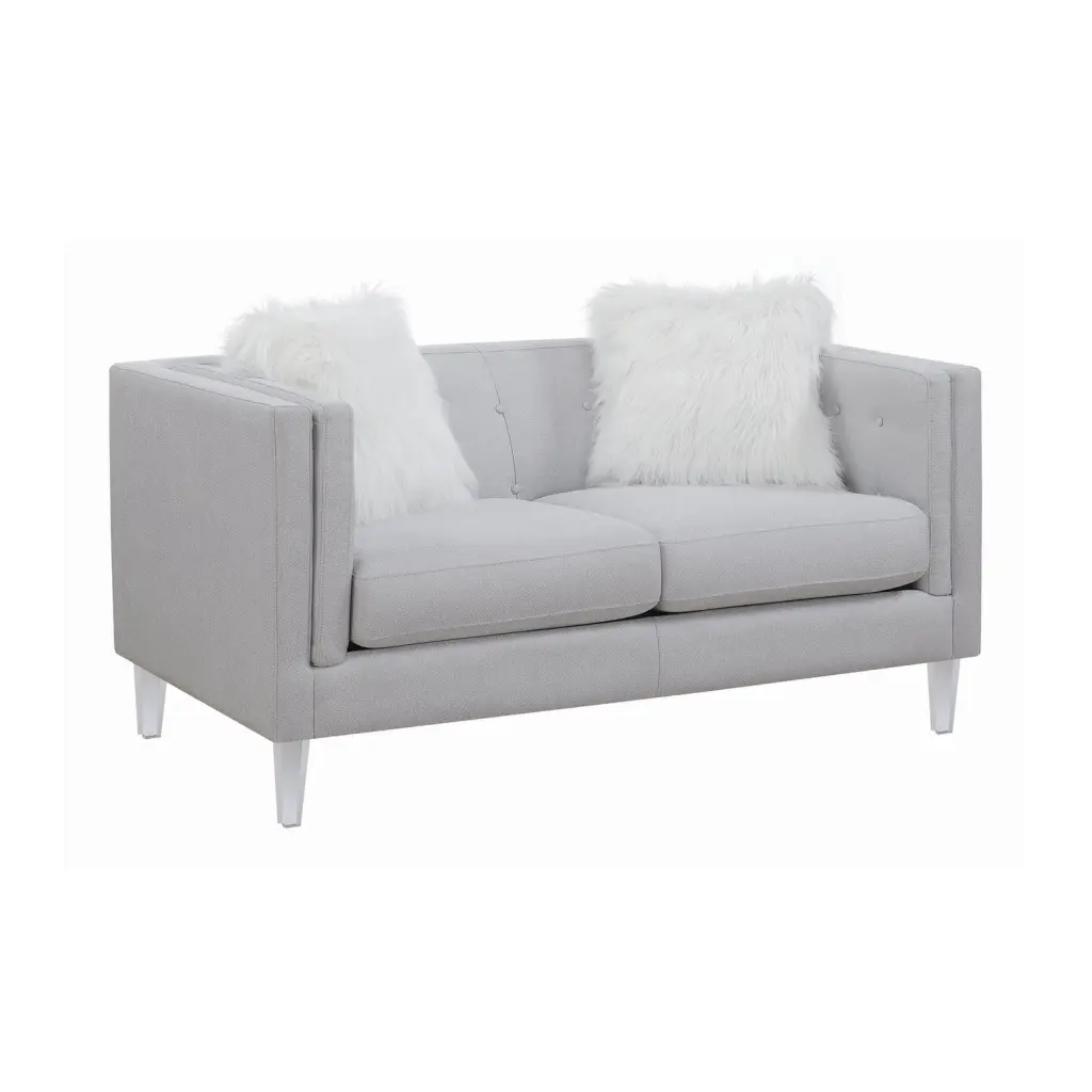 Glacier Tufted Upholstered Loveseat Light Grey - Modern Living Room Sofa Coaster Company