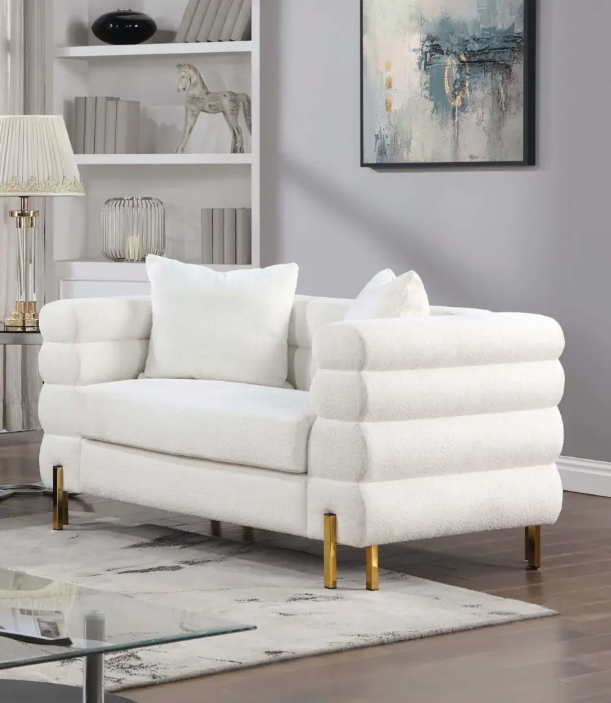 Contemporary White Tufted Loveseat Living Room Furniture Esofastore