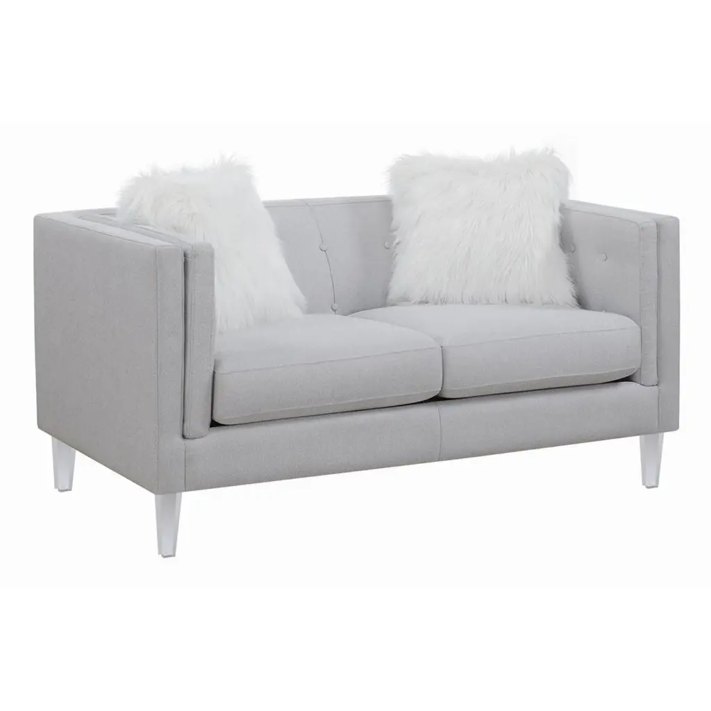 Maklaine Modern Fabric Tufted Upholstered Loveseat Light Gray