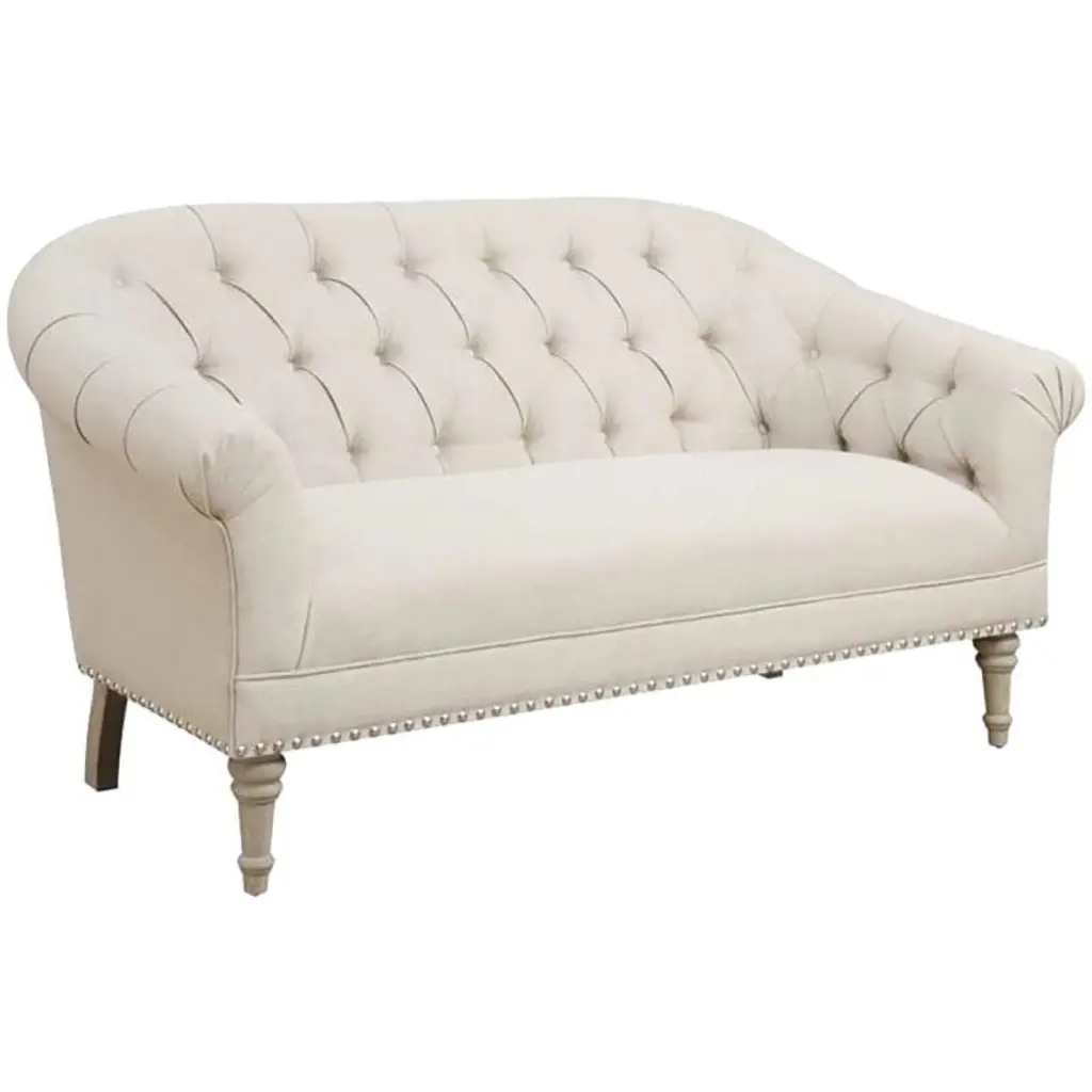 Pemberly Row Tufted Loveseat Natural and Weathered Gray - Elegant 2-Seater Sofa