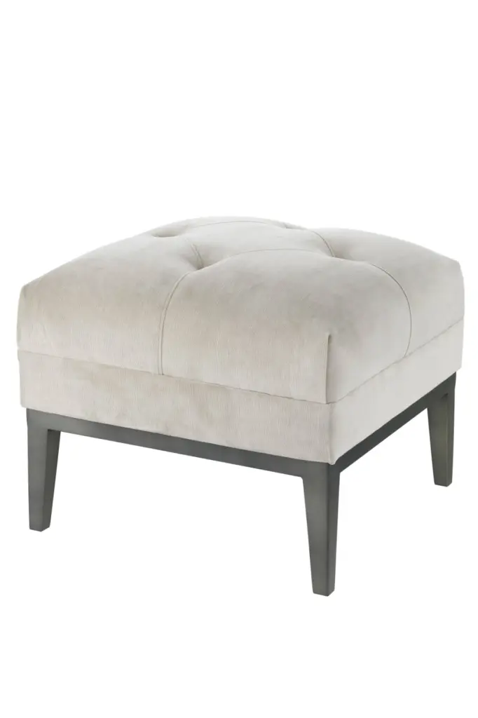 Pebble Gray Tufted Accent Stool Modern Footrest Ottoman Eichholtz Cesare