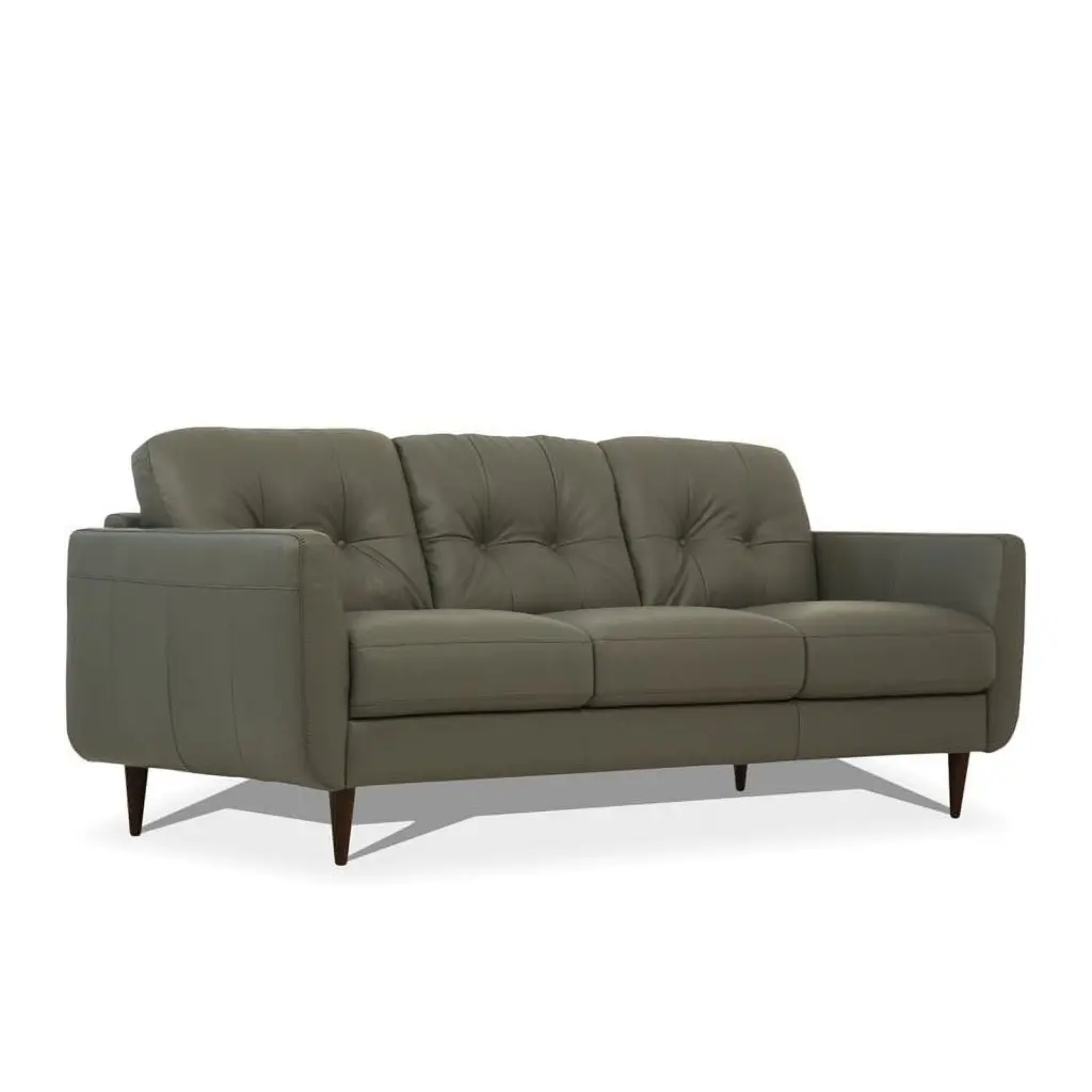 Bowery Hill Tufted Leather Sofa Pesto Green Unique Living Room Decor