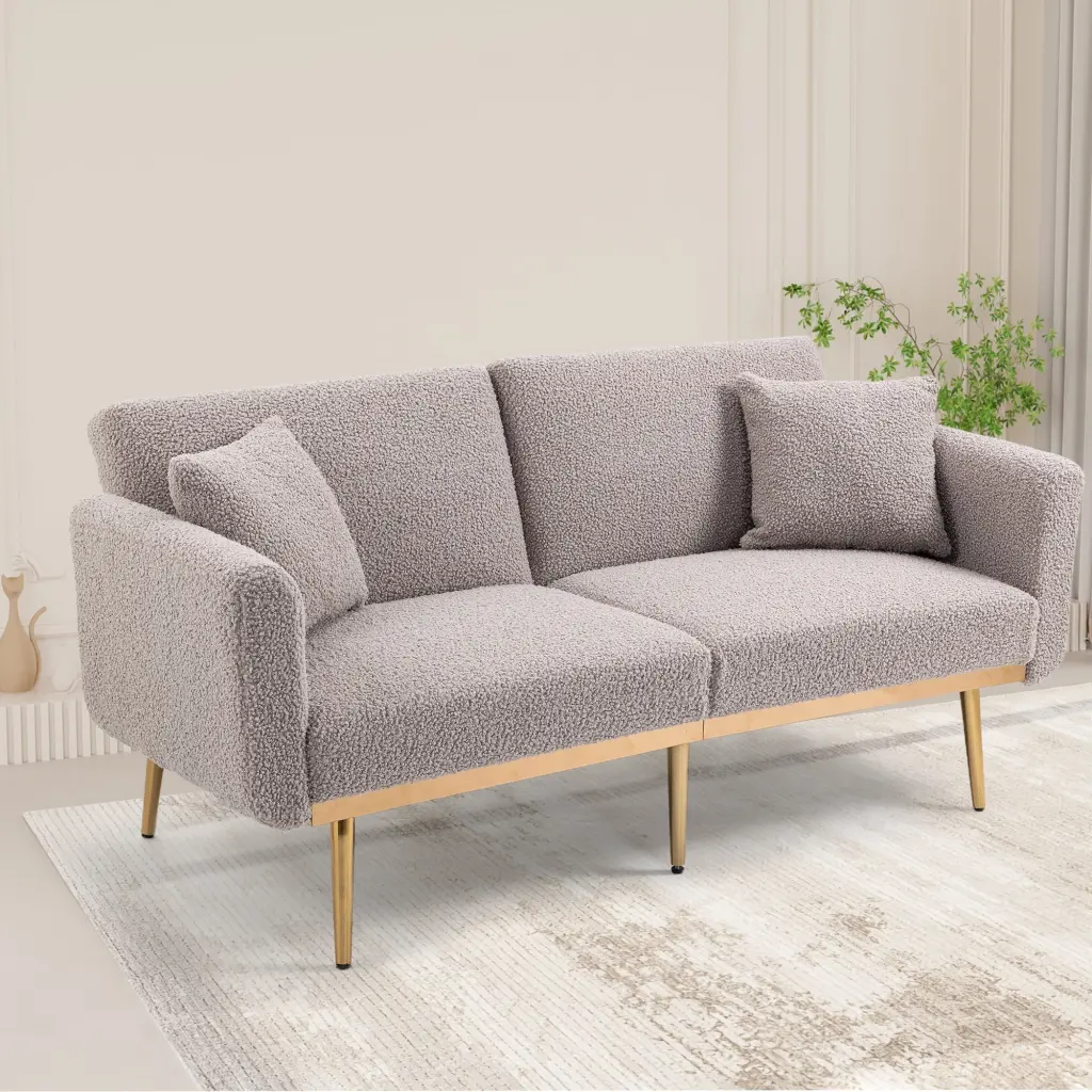Yesurprise Modern Velvet Loveseat Sofa Button Tufted Design and Metal Feet