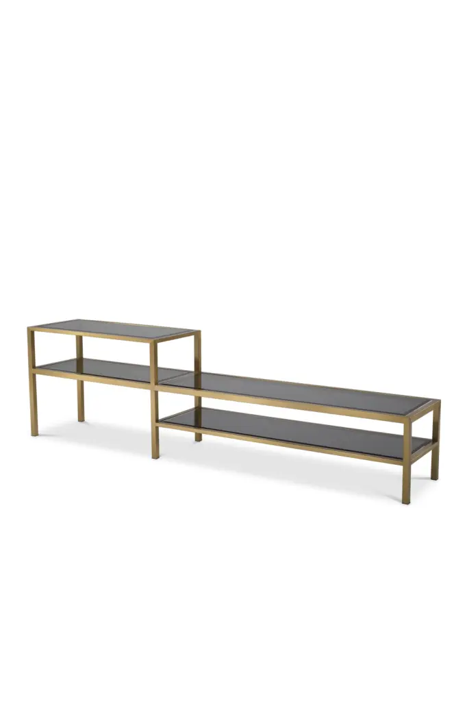 Smoked Glass Geometric TV Cabinet Eichholtz Duo Modern Living Room Furniture