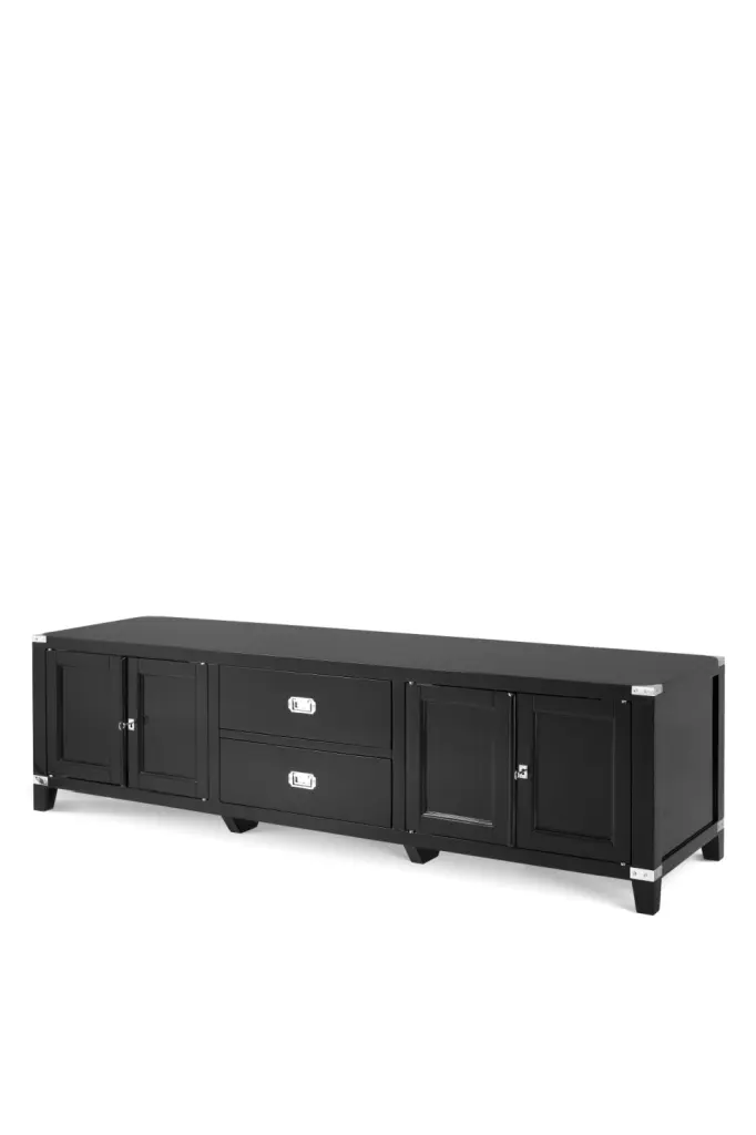 Eichholtz Military Black TV Cabinet Modern Media Console