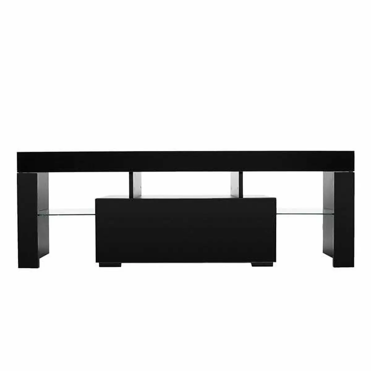 Elegant Household Decoration LED TV Cabinet Single Drawer Black Modern Media Storage YTTX