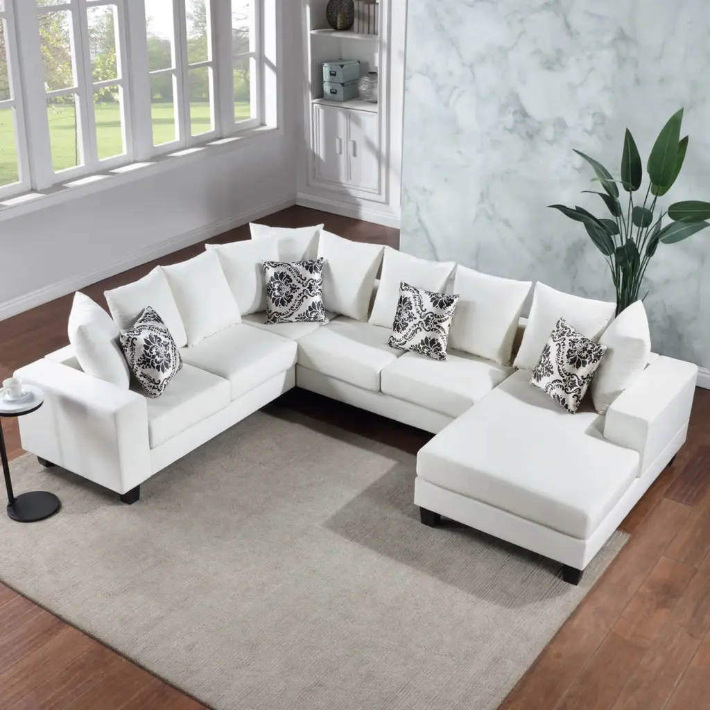 Modern Large Velvet U Shape Sectional Sofa Pillows Living Room or Office HATNOKIL