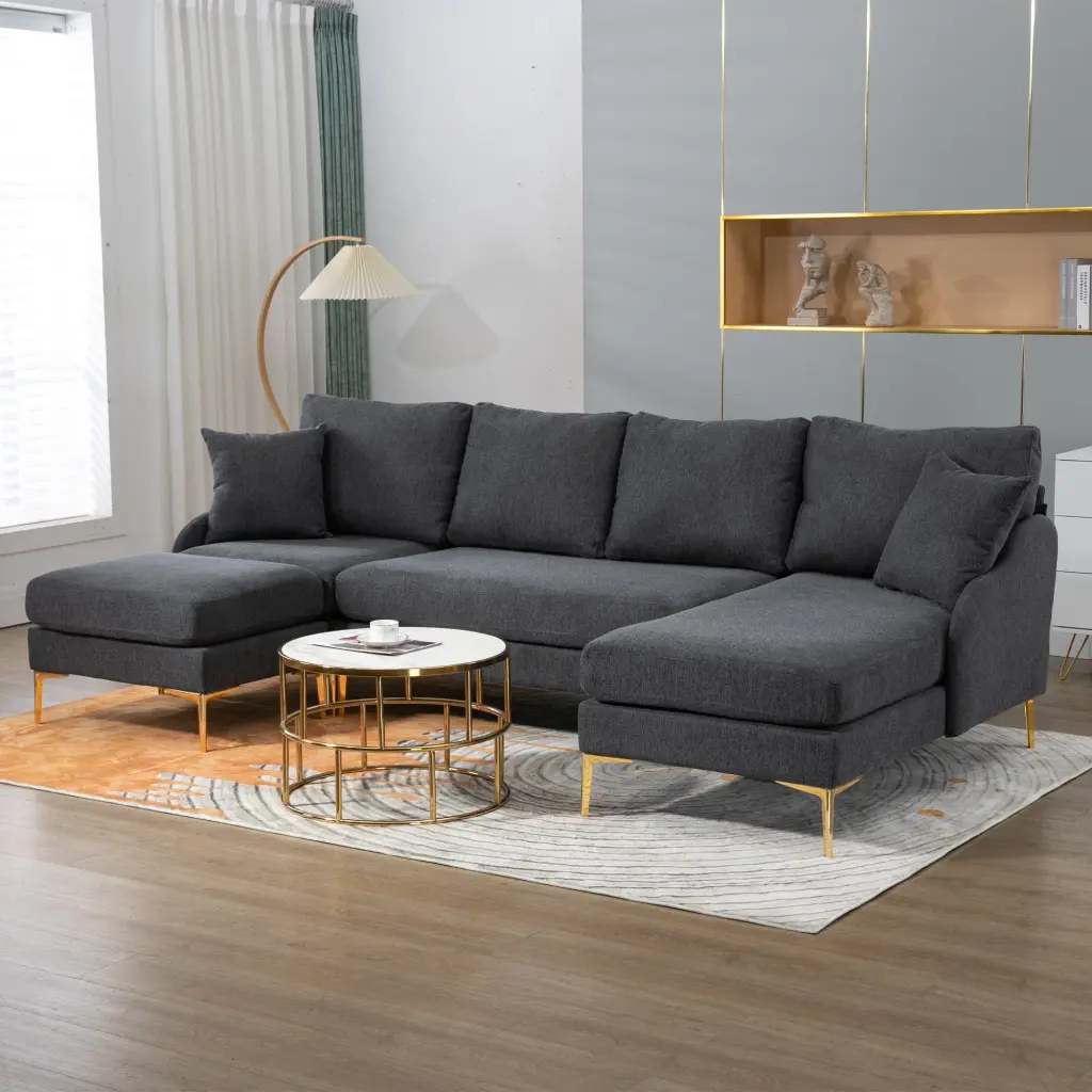 110 Inch Reversible U-Shape Sectional Sofa Chaise Lounge JUSTSHIK