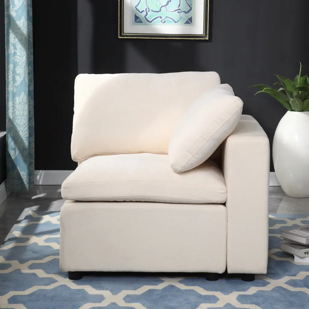 125 Modular Sectional Sofa Convertible U Shaped Sofa Couch Ottomans 6 Seat Reversible Chaise Beige Sienwey