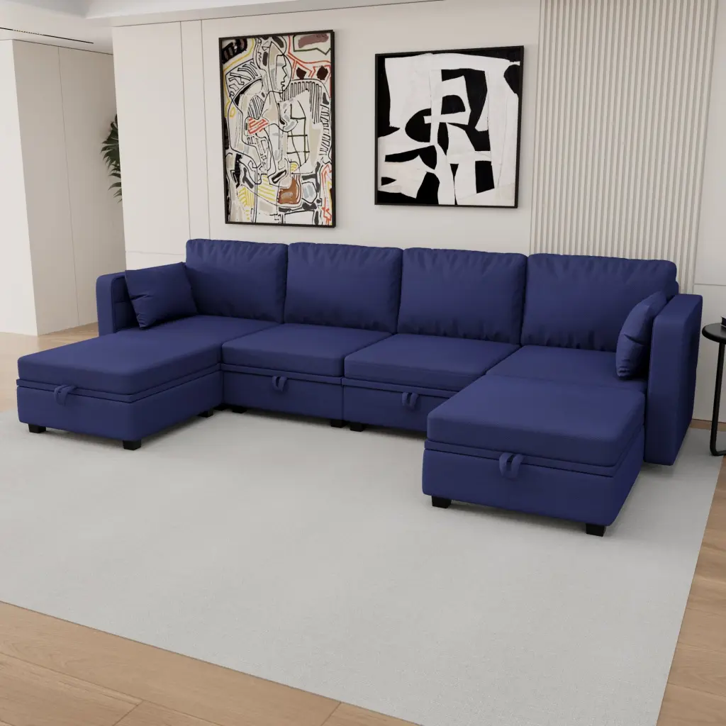 UNITED WE WIN U-Shaped Modular Sectional Sofa Reversible Chaise SNAILF