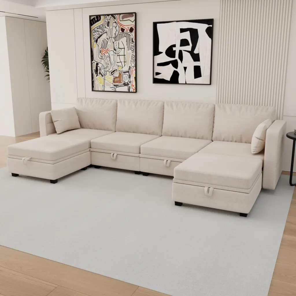 UNITED WE WIN U-Shaped Modular Sectional Sofa Reversible Chaise SNAILF
