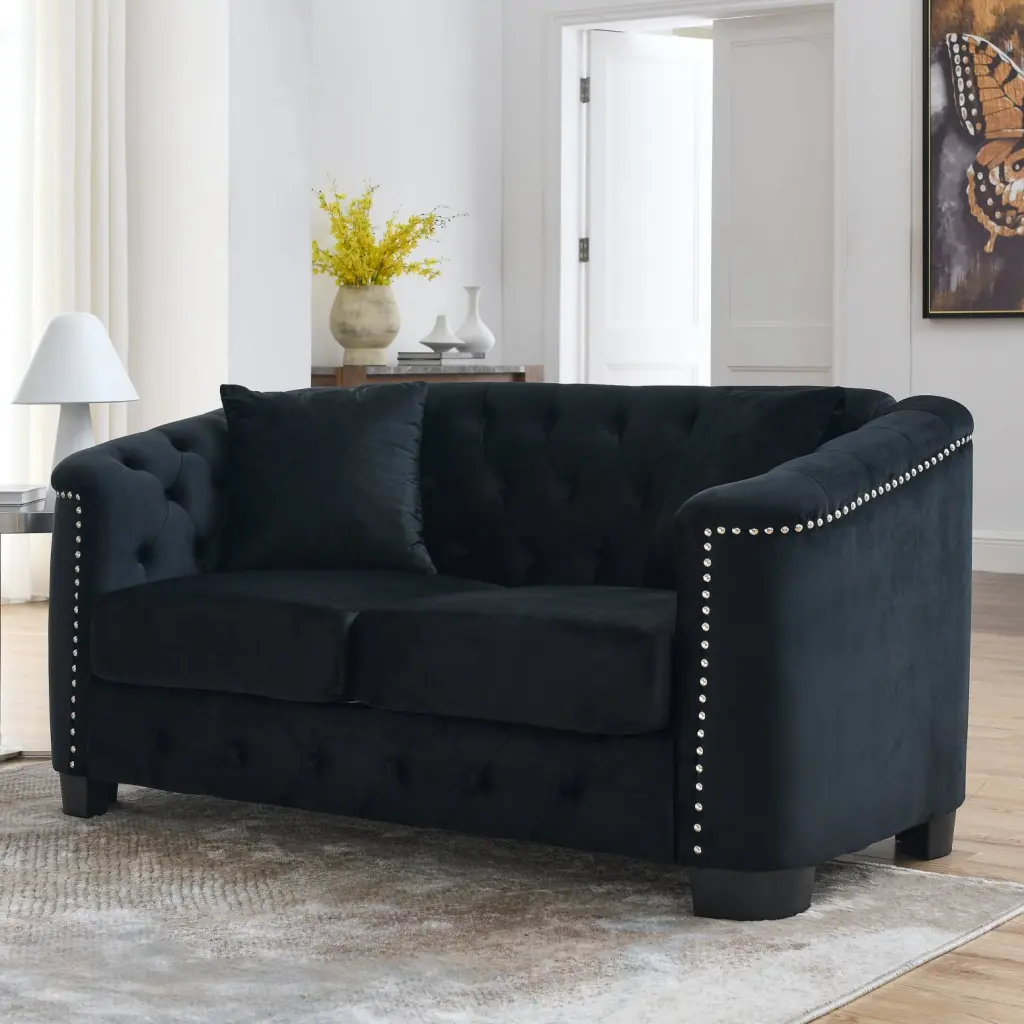 112 U-Shaped Granular Velvet 6-Seat Sofa Bed Double Chaise - Spacious Living Room Furniture Wodine