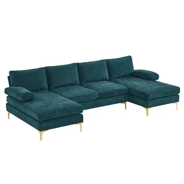 Blue-Green U-Shaped 4-Seat Indoor Modular Sofa Modern Living Rooms SY