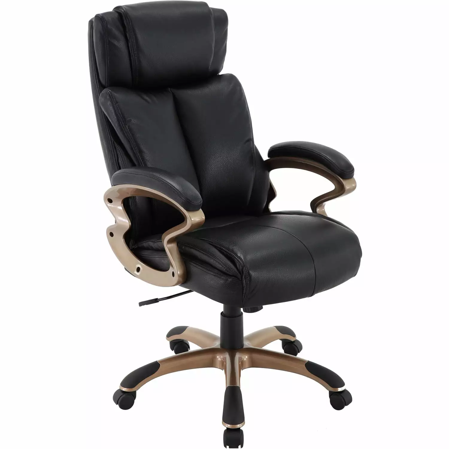 Hanover Atlas Executive Office Chair Faux-Leather Seat Brown and Copper-Wheeled Base