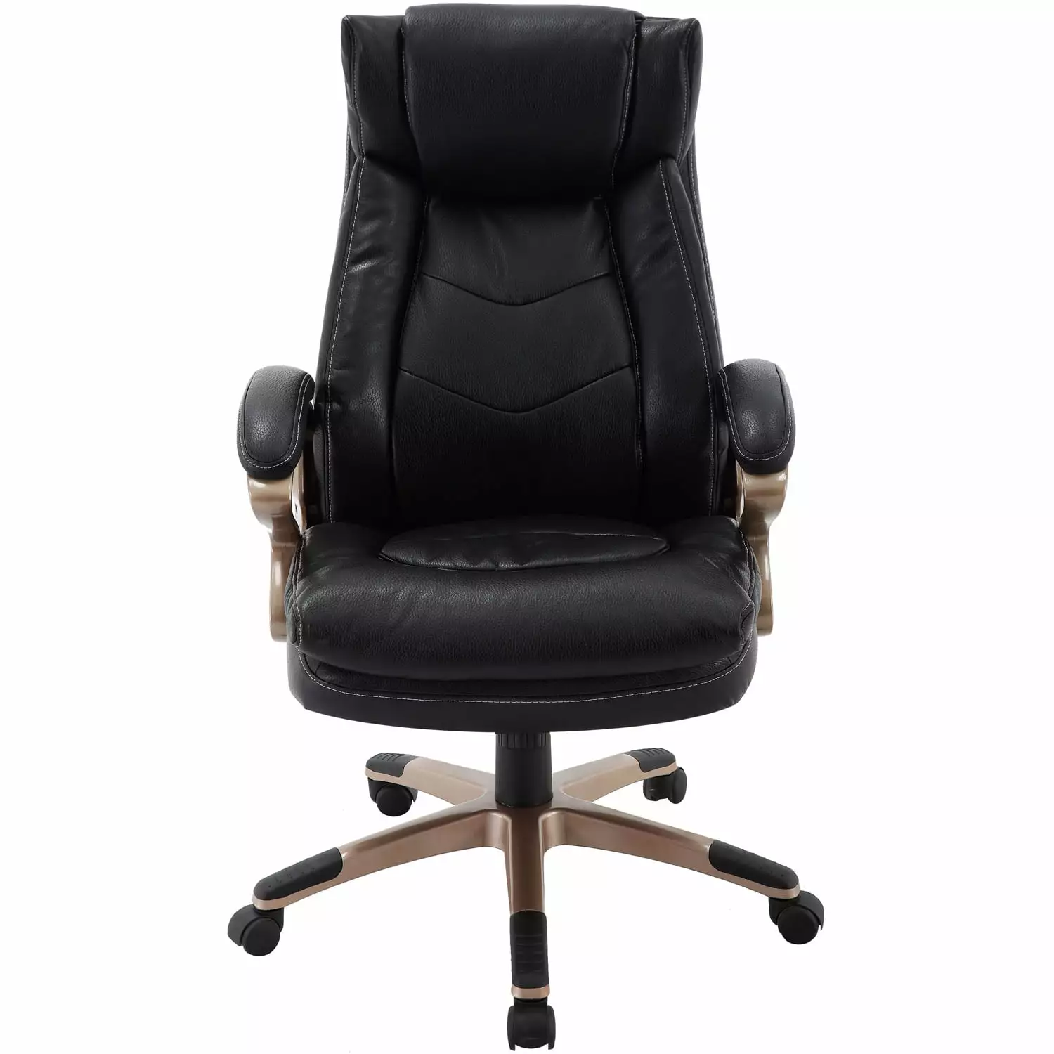 Hanover Atlas Executive Office Chair Faux-Leather Seat Black and Copper-Wheeled Base
