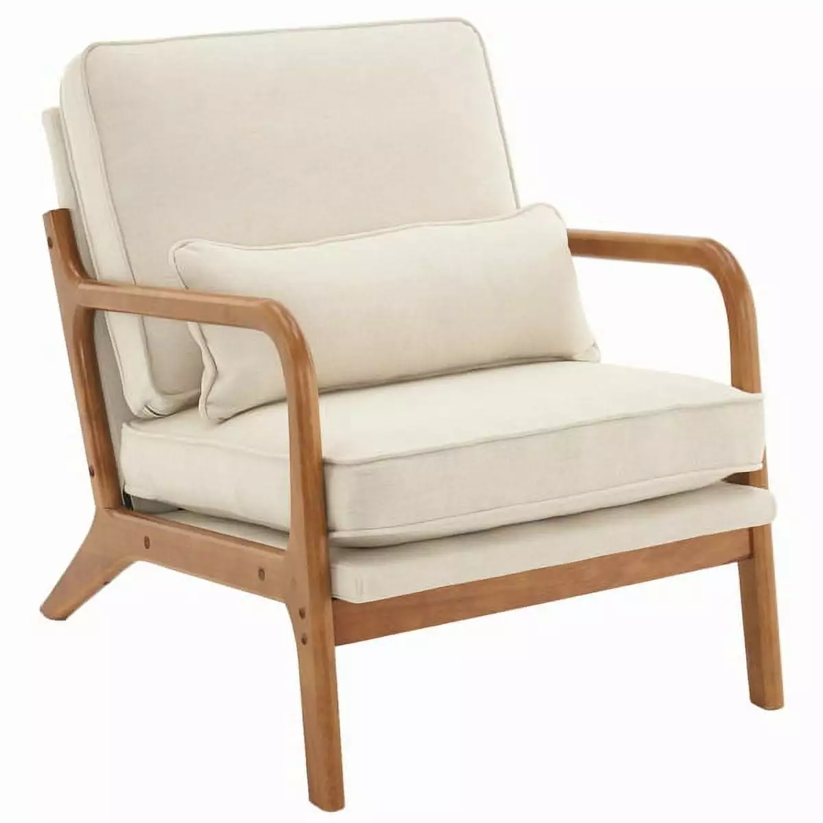 Oak Armrest Upholstered Single Lounge Chair Indoor Lounge Chair Off-White YTTX