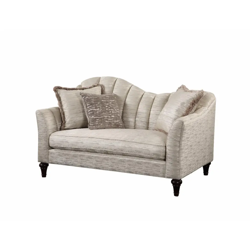 Acme Furniture Athalia Loveseat Sofa 3 Pillows Shimmering Pearl - Elegant