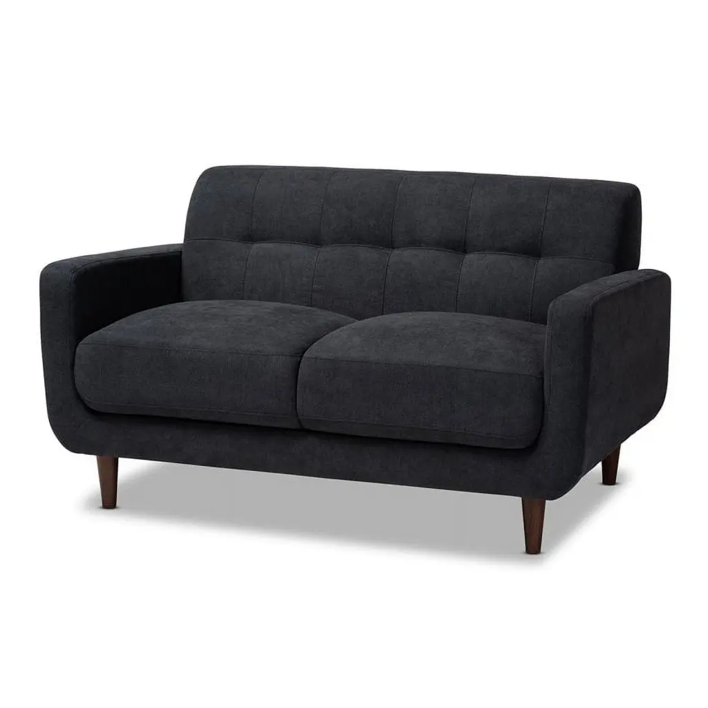Bowery Hill Dark Grey Fabric Upholstered Loveseat Modern Homes