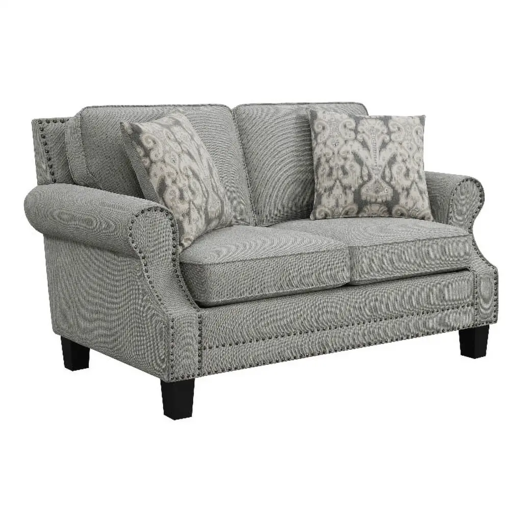 Sheldon Upholstered Loveseat Rolled Arms Grey Coaster Company