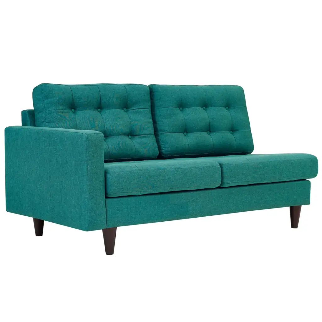 Ergode Empress Left-Facing Teal Upholstered Fabric Loveseat