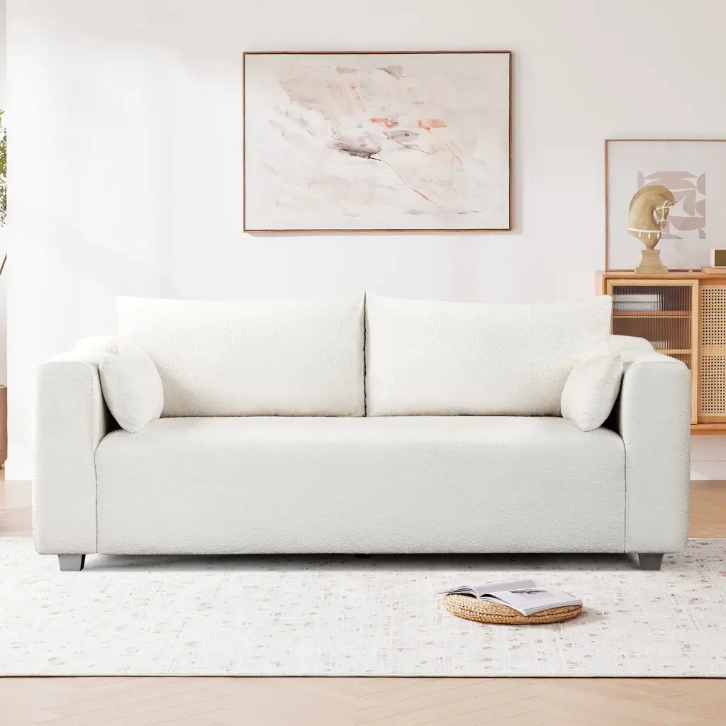 Modern Upholstered Sofa Couch Loveseat Pillows and Solid Wood Legs Living Room Bedroom Apartment Hombay