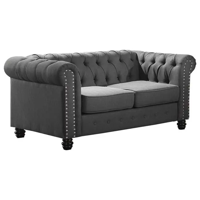Venice Charcoal Upholstered Living Room Loveseat Sofa KD STONE AND CABINET