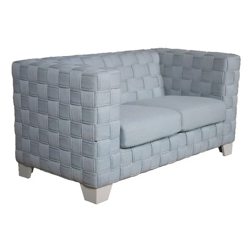 Maklaine Chenille Upholstered Loveseat Light Teal and White