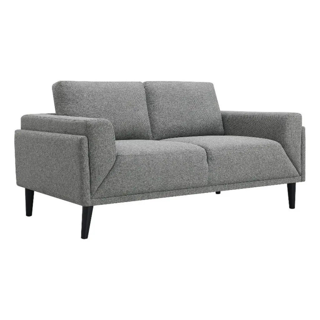 Pemberly Row Upholstered Fabric Loveseat Track Arms Gray