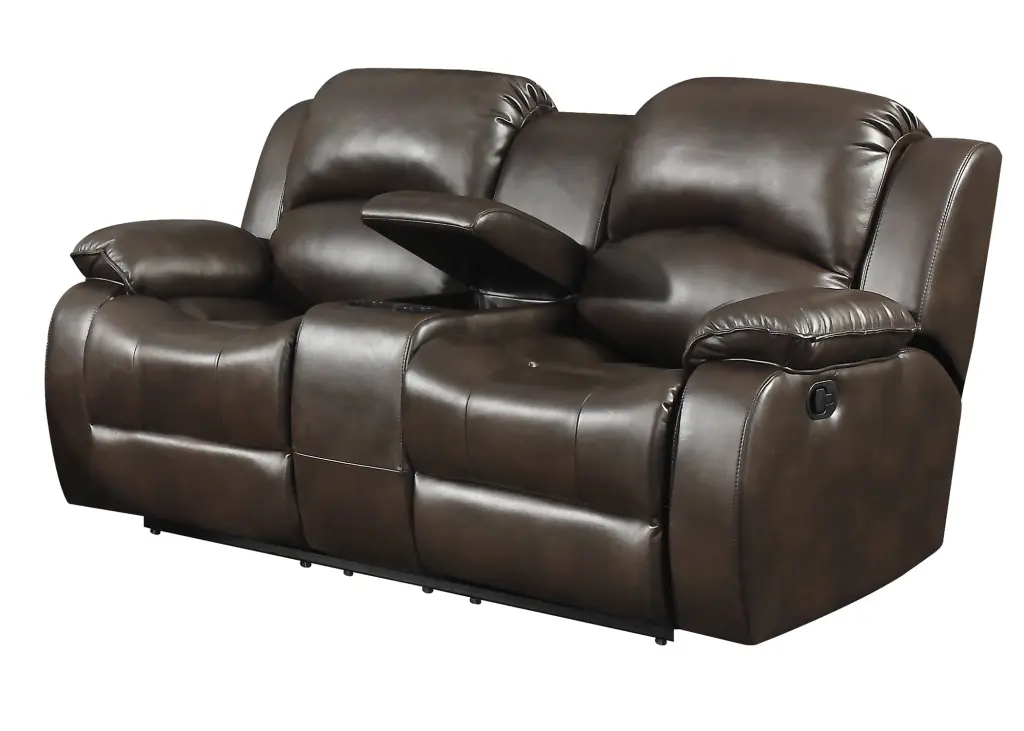 Samara Collection Modern Upholstered Transitional Reclining Loveseat Dark Brown - Comfortable Sofa AC Pacific
