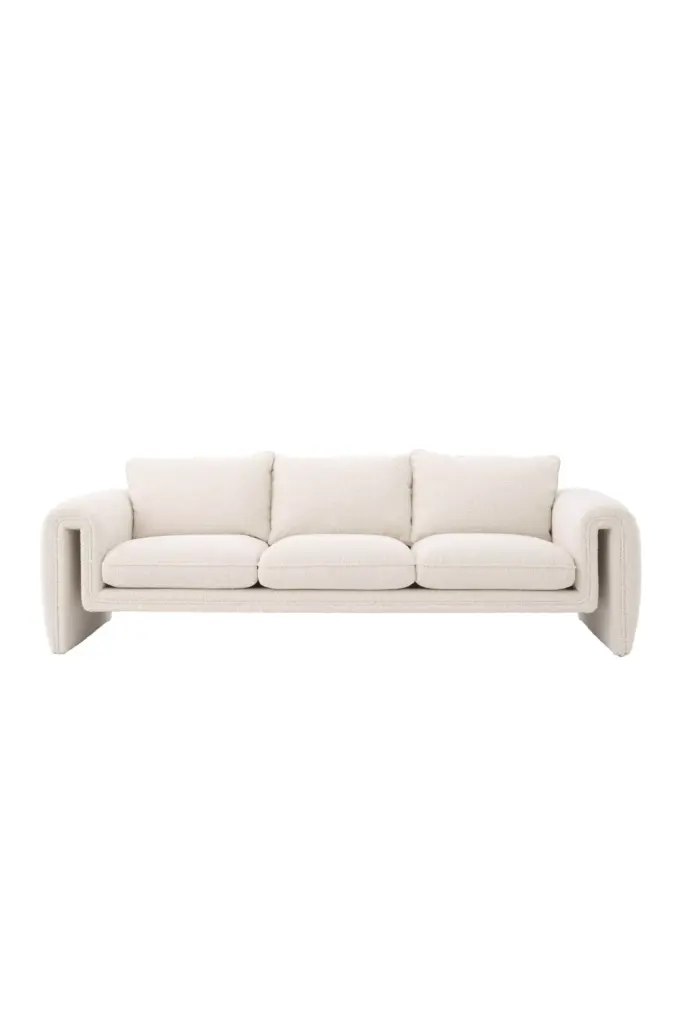 Cream Bouclï¿½ï¿½ Upholstered Sofa Eichholtz Tondo Modern Living Room Furniture