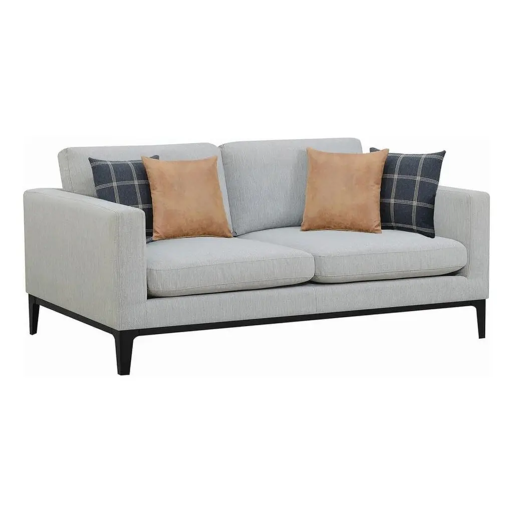 Pemberly Row Upholstered Fabric Sofa Cushioned Back Light Gray