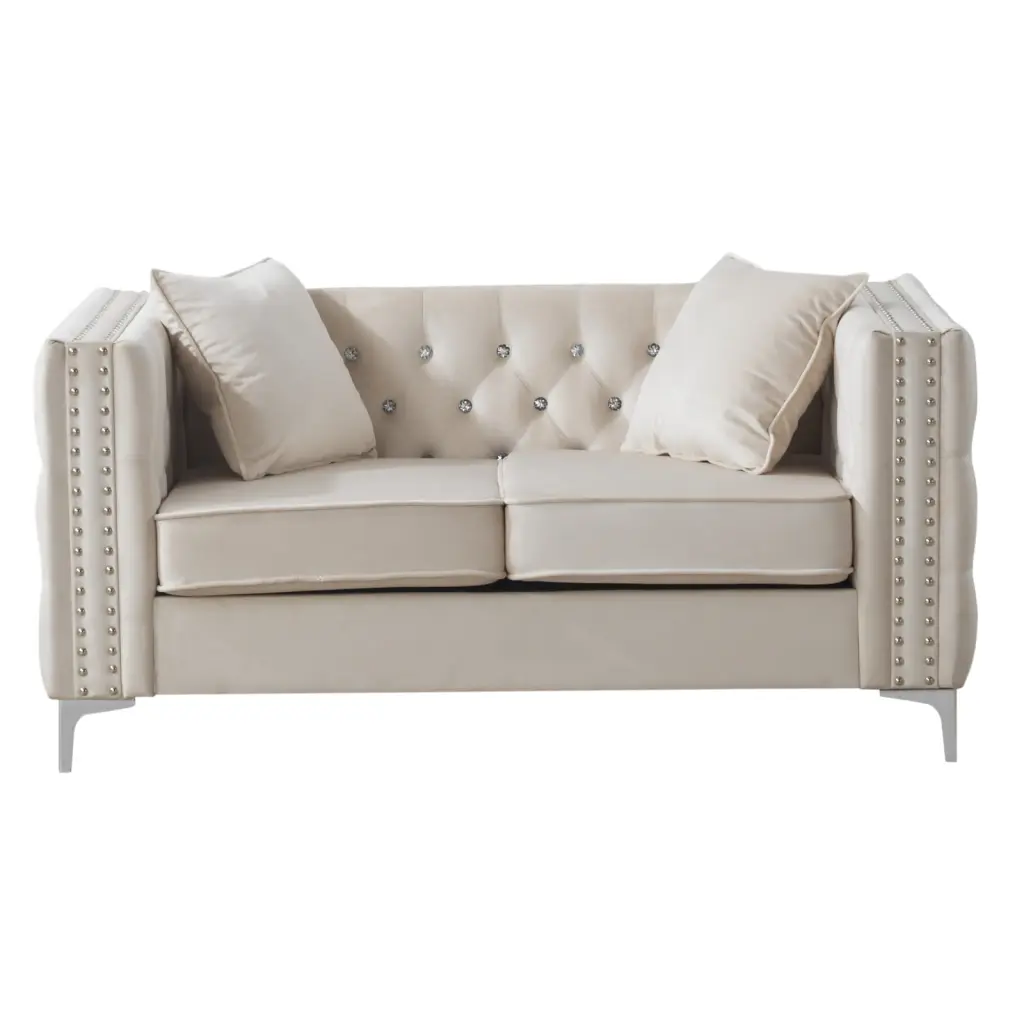 Miekor Furniture Paige G827A-L Loveseat Ivory - Elegant Upholstered 2-Seater Sofa