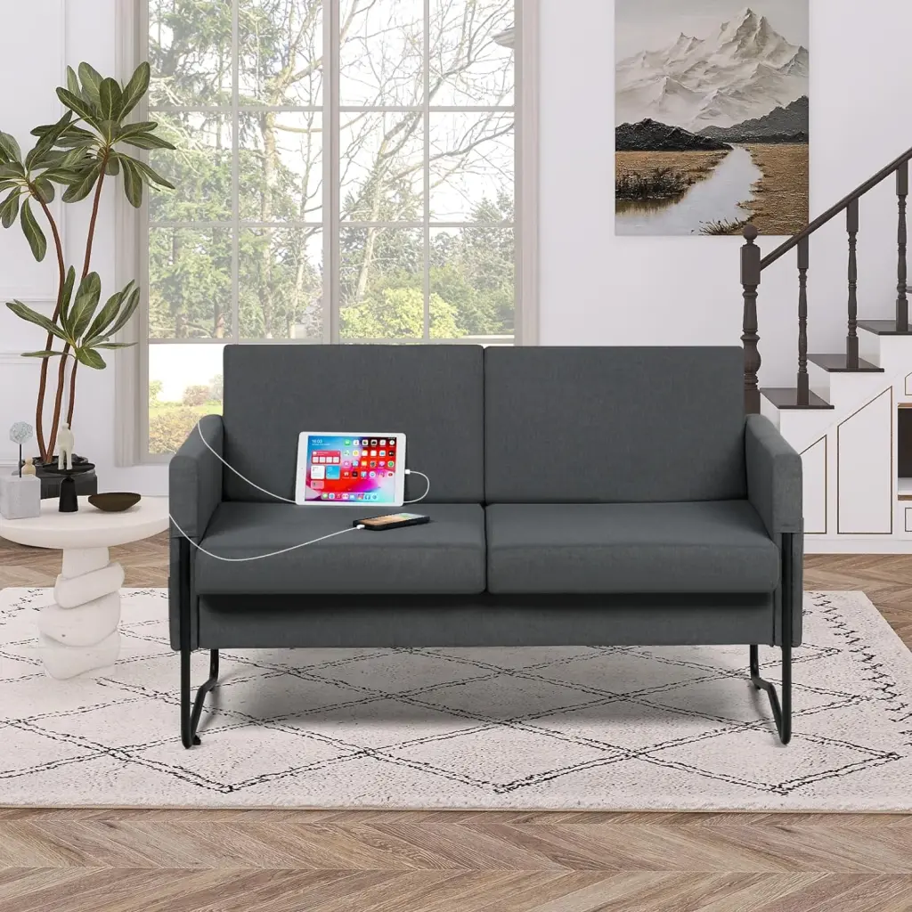 MIDODO 51 Inch Loveseat Sofa 2 USB Charging Ports Living Room Bedroom