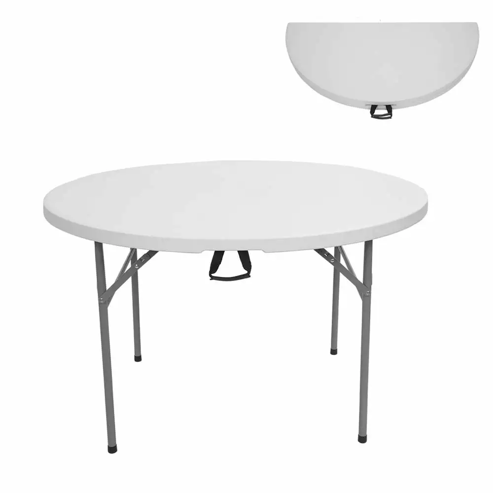 MOLES 48inch Round Folding Table Outdoor Folding Utility Table Easy to move and store and sturdy White