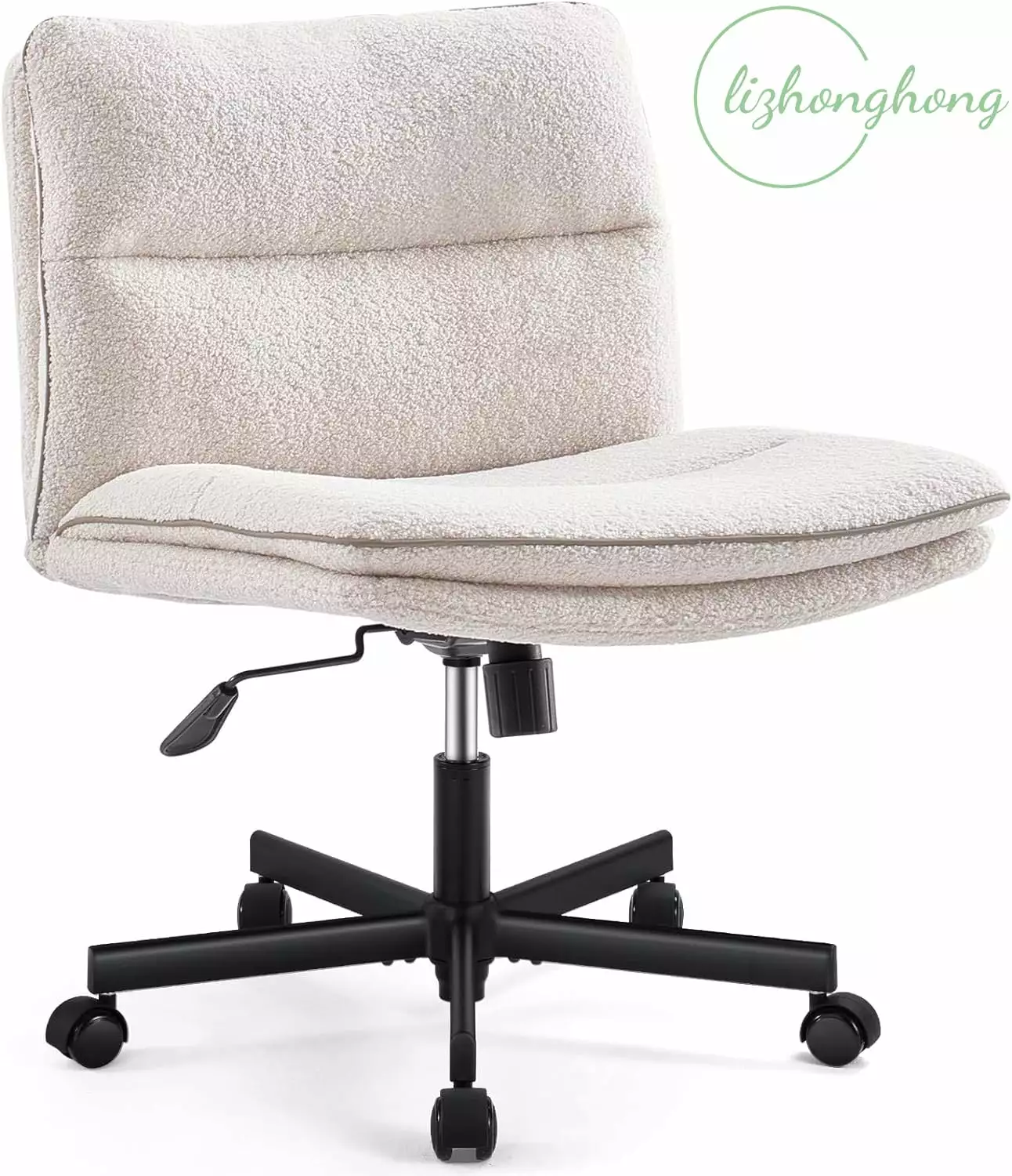 Armless Faux Fur Vanity Office Chair Wheels and Thickened Cushion FHWMJJ