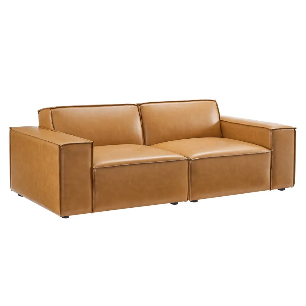 Ergode Restore Vegan Leather Loveseat Tan - Eco-Friendly Comfortable Seating