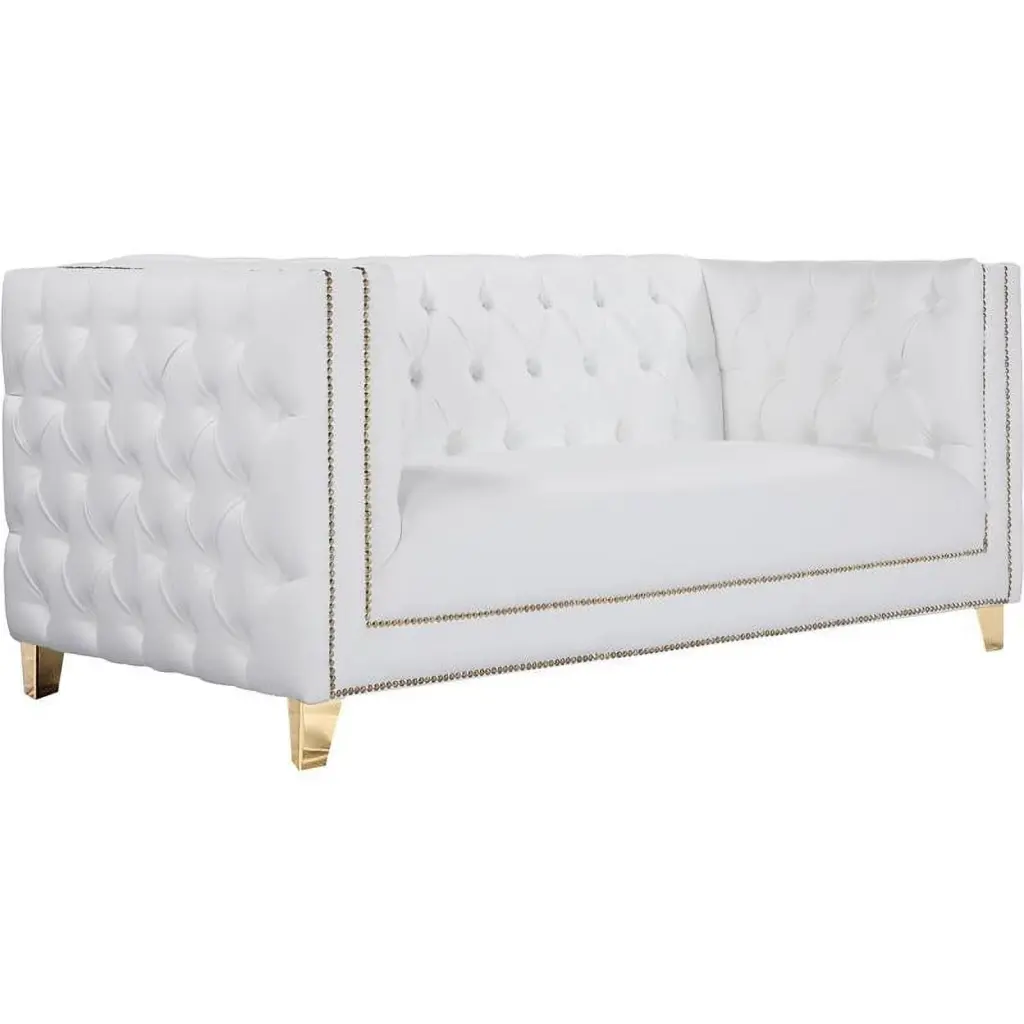 Meridian Furniture Michelle White Vegan Leather Loveseat