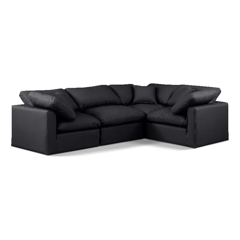 Meridian Furniture Indulge 105 Black Vegan Leather L-Shaped Modular Sectional
