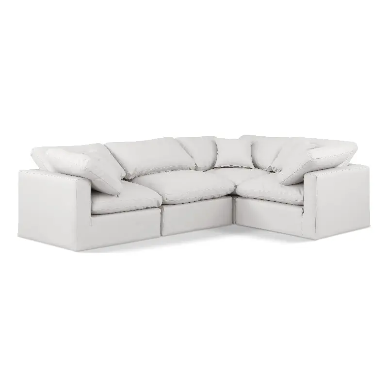 Meridian Furniture Indulge 105 Cream Vegan Leather L-Shaped Modular Sectional
