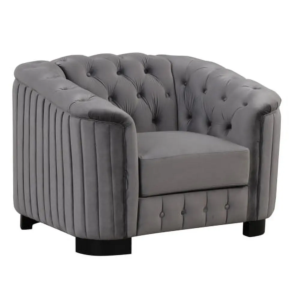 Goldmeet 41.5 Velvet Upholstered Accent Sofa Modern Single Chair Thick Removable Seat Cushion Gray