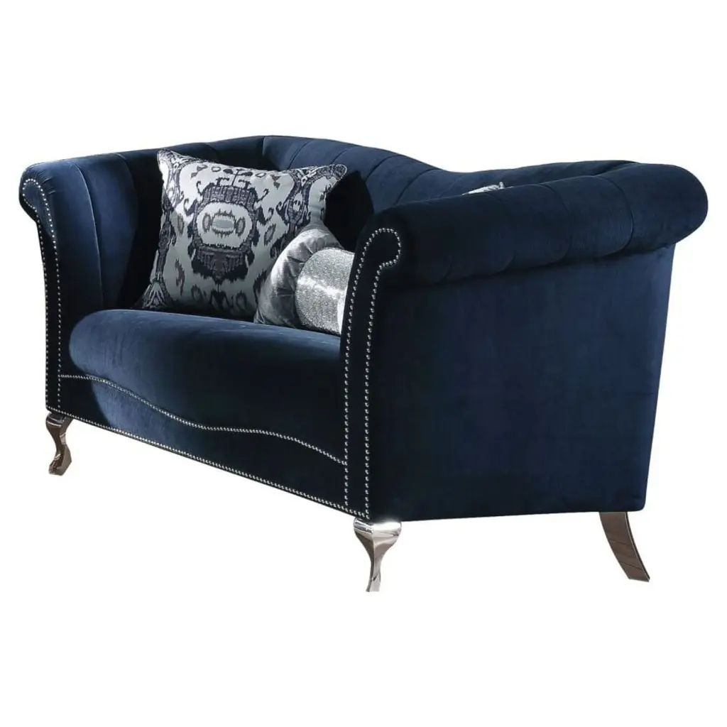 ACME Jaborosa Loveseat 2 Pillows - Blue Velvet Sofa 39 x 74 x 37