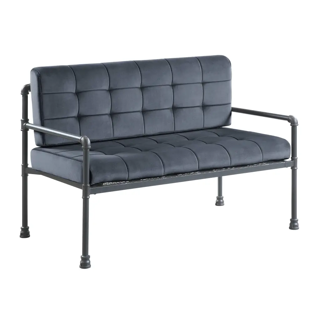 LV00426 Loveseat Gray Velvet Sandy Gray Finish Brantley Acme Furniture