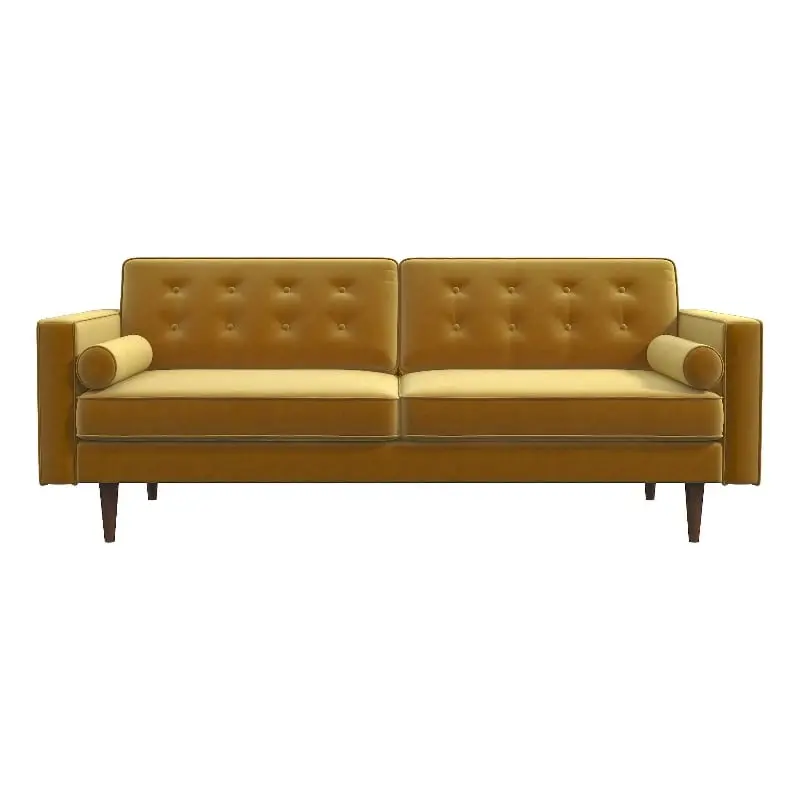 Lucca Mid Century Modern Living Room Velvet Loveseat Sofa Gold Elegant Home Decor Ashcroft
